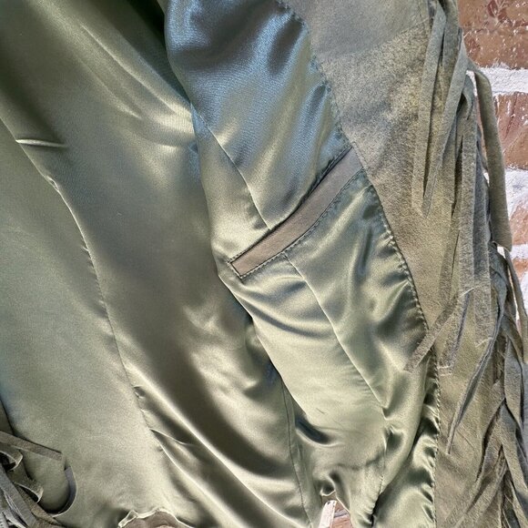 VTG Pamela McCoy Western Jacket Suede Leather Fringe Women's Green Size S NWT - Picture 5 of 11